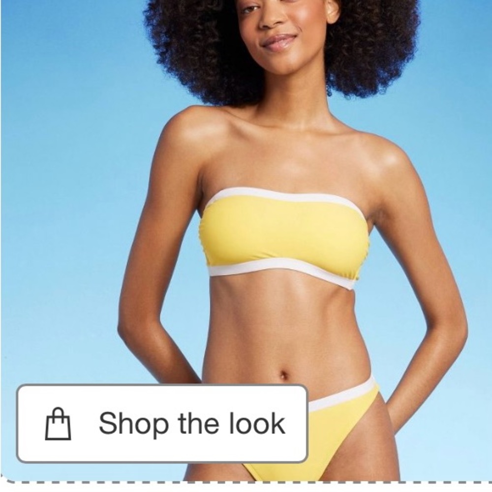 yellow strapless bikini